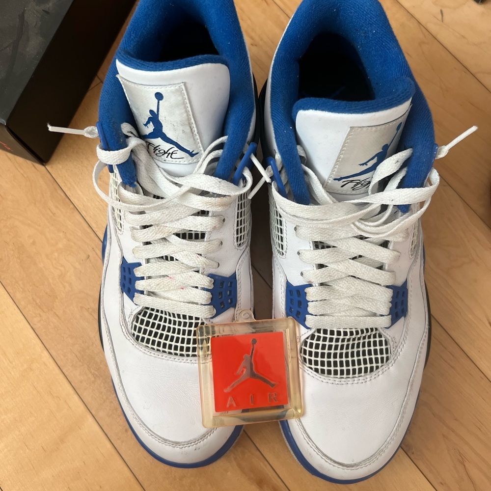 Men’s Air Jordan White and Blue Motorsports Sneakers